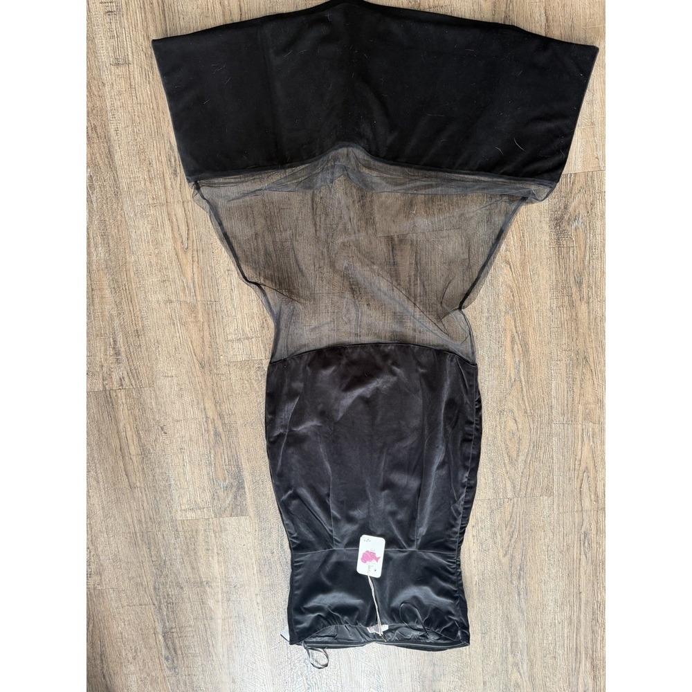 Black Crane Velvet Embroidered Strapless Dress Size S Formal Gothic Romantic - Picture 9 of 10